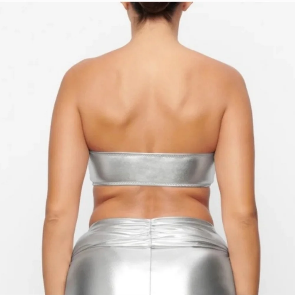 NWT SKIMS METALLIC SWIM BANDEAU BIKINI TOP PLUS 2X